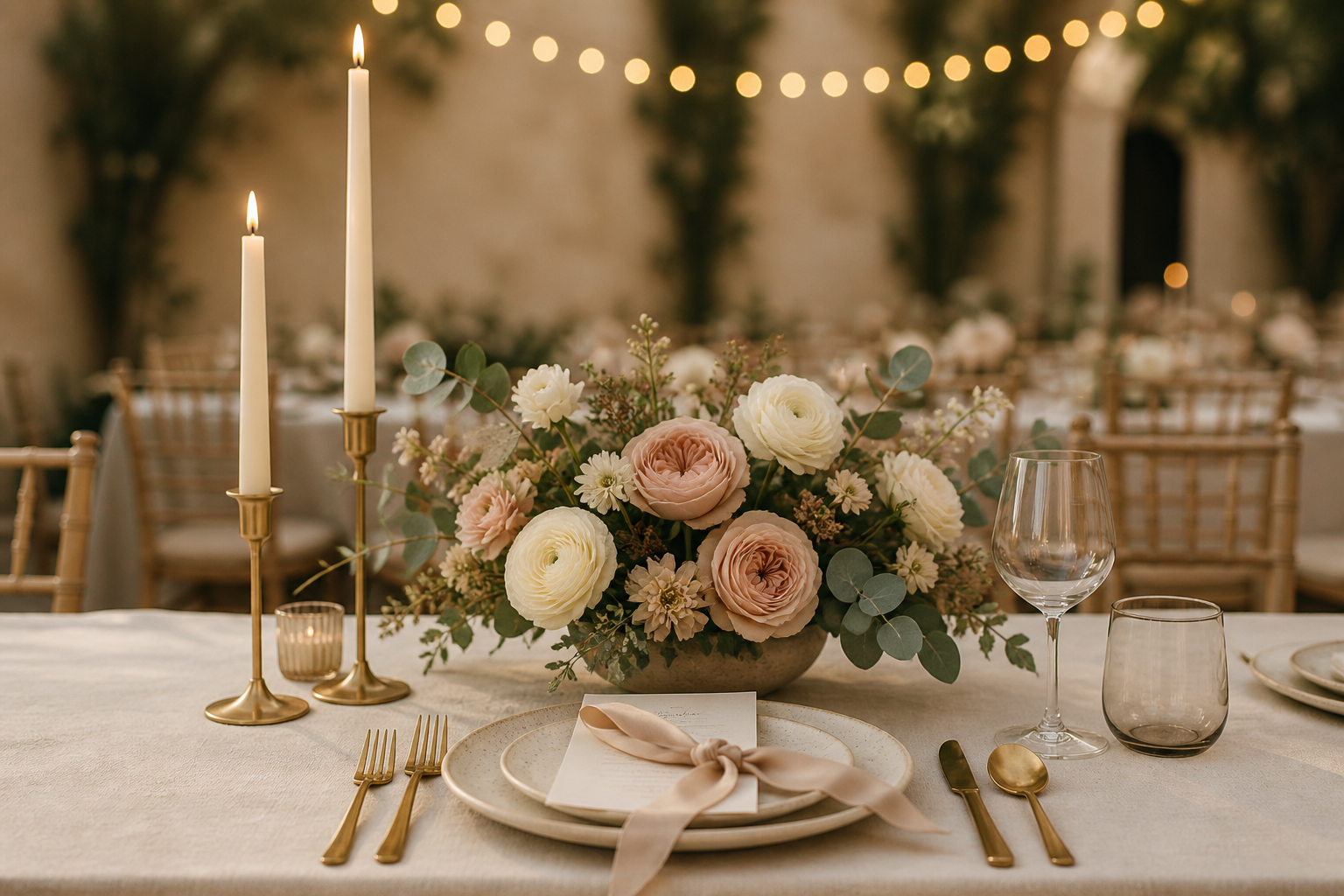 Styled wedding reception details