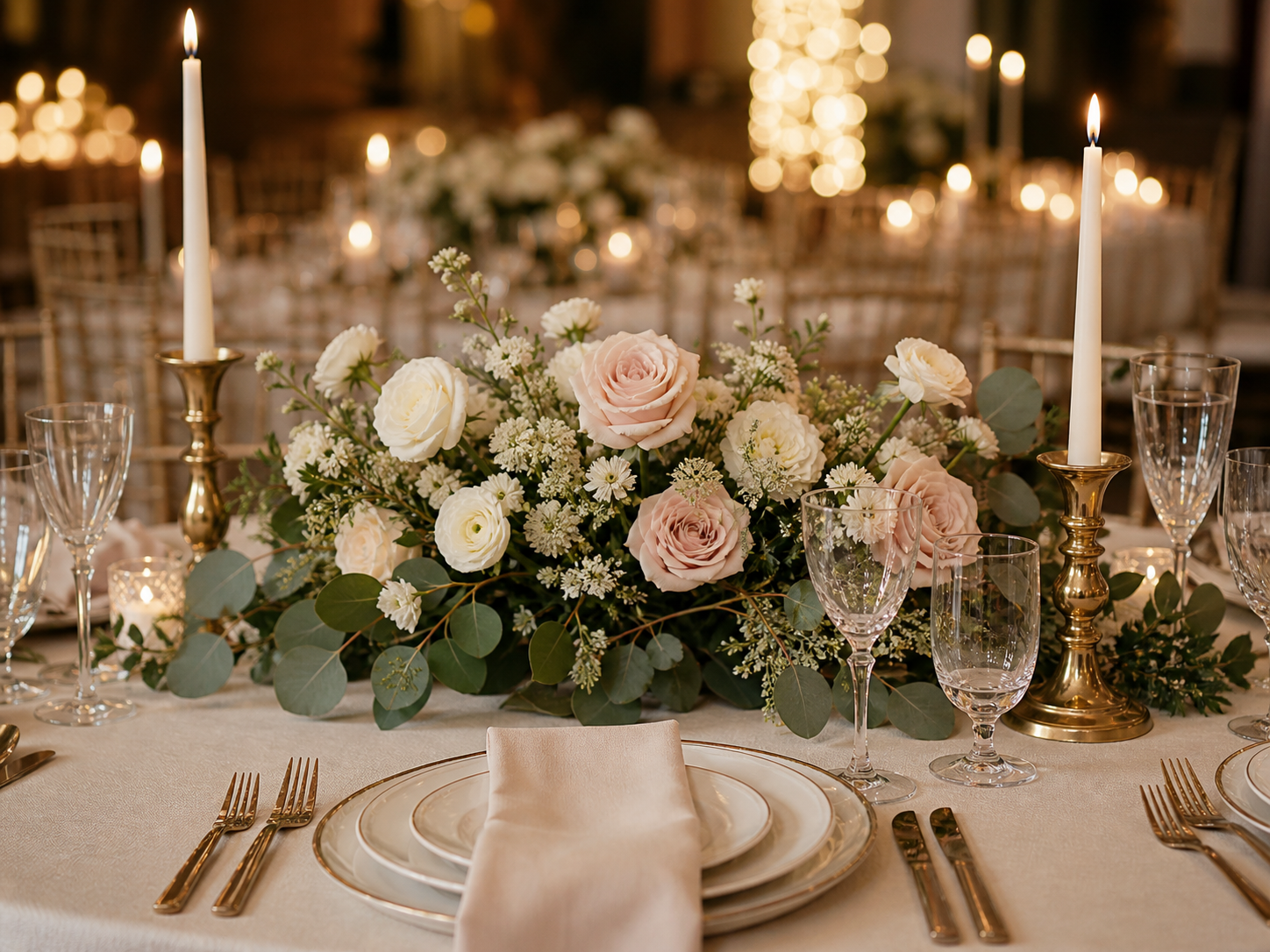 Wedding celebration with elegant table styling
