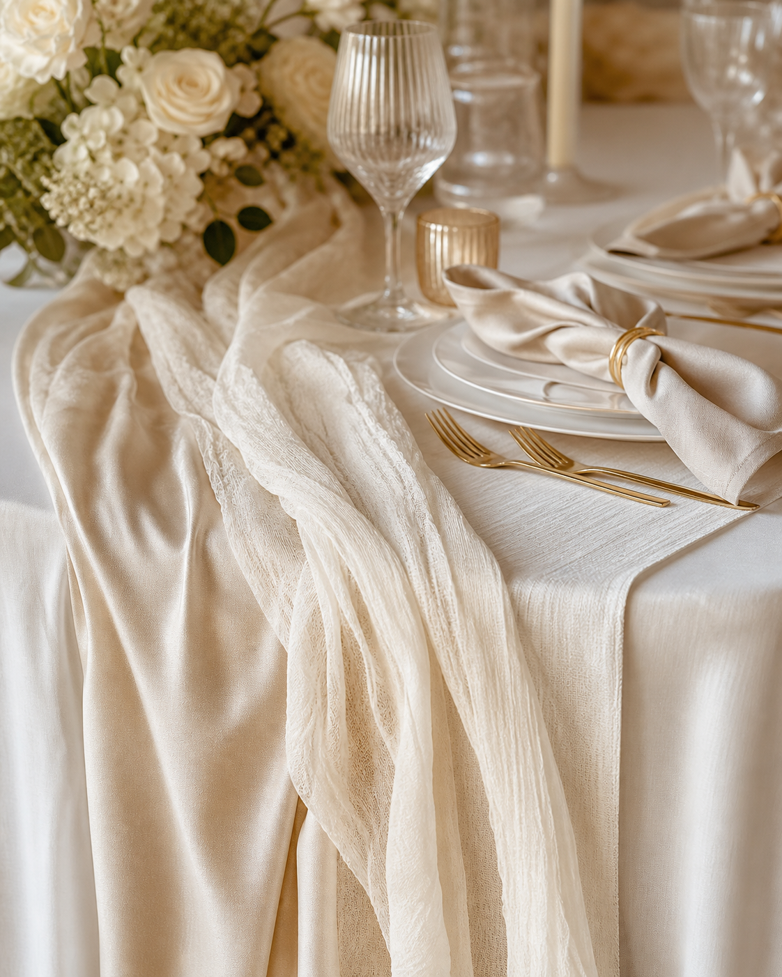 Textile layers and table runners for event styling