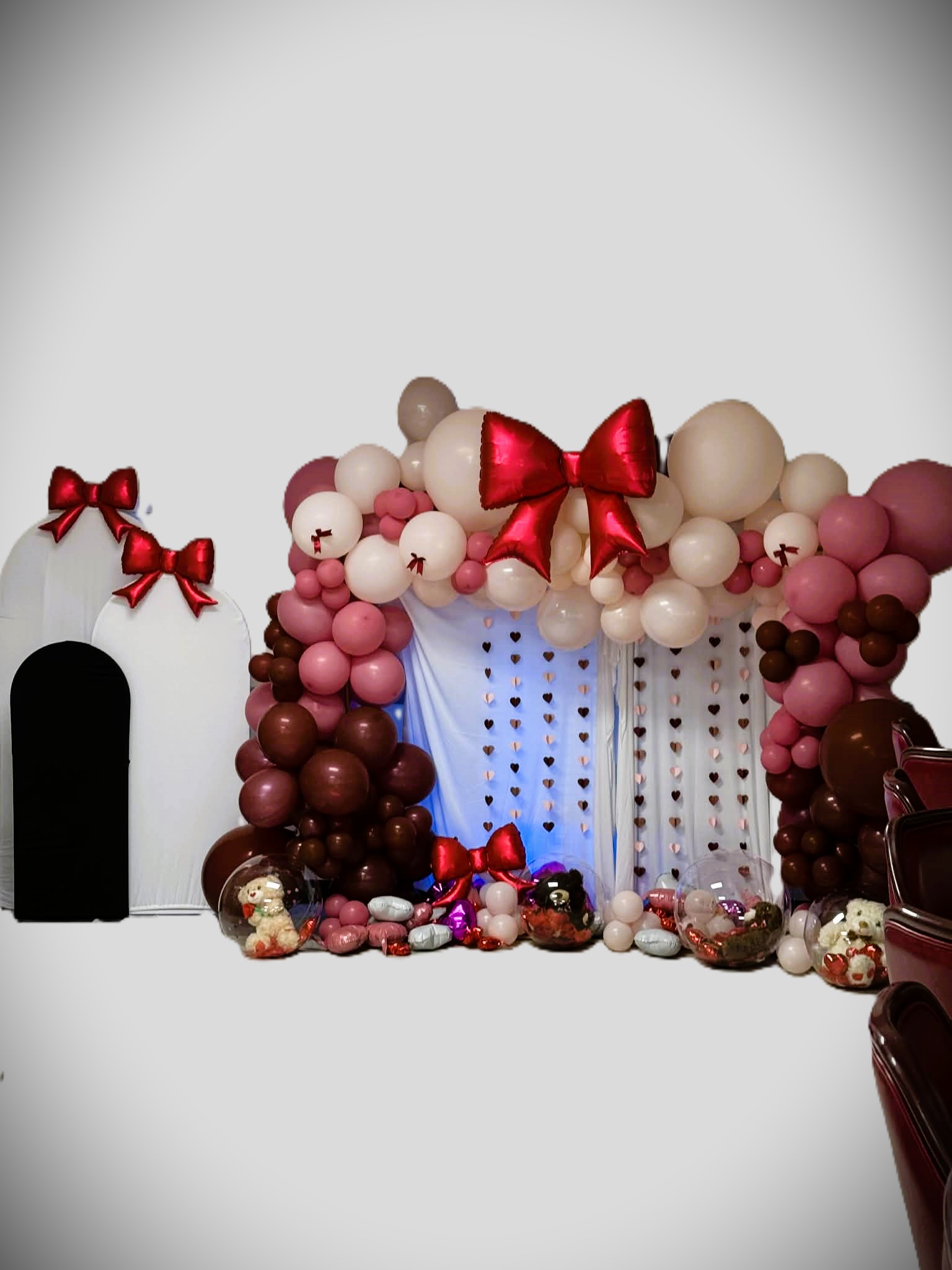 Festive balloon display for a milestone party